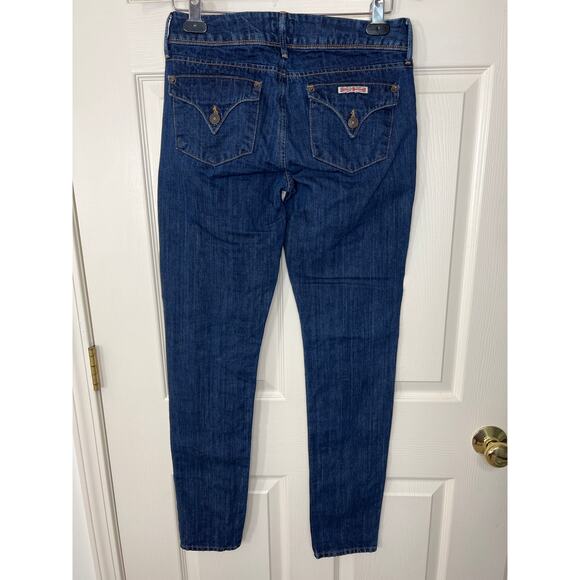 Hudson Denim Collin Skinny Leg Back Flap Pocket Dark Wash Linen Blend Jean Y2k - Picture 1 of 7